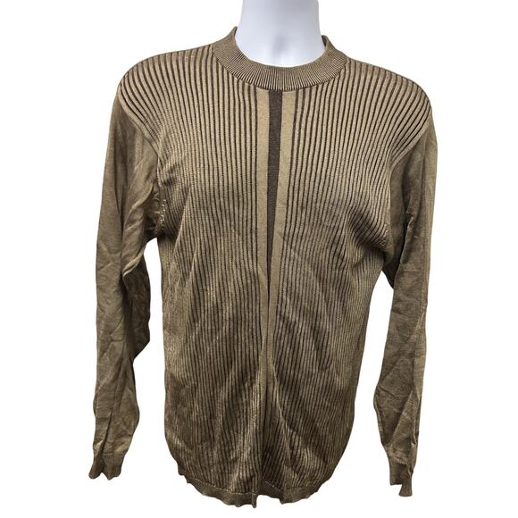 Bachrach Sweaters - 🤎 Bachrach Brown Ribbed Knit Sweater Retro 90s Minimalist Luxe Crewneck Top